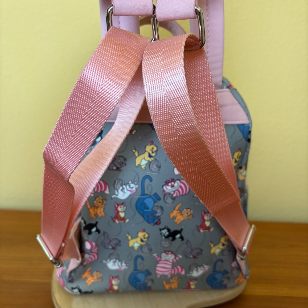 Loungefly Disney Cats Gray Pink Mini Backpack - Picture 9 of 16